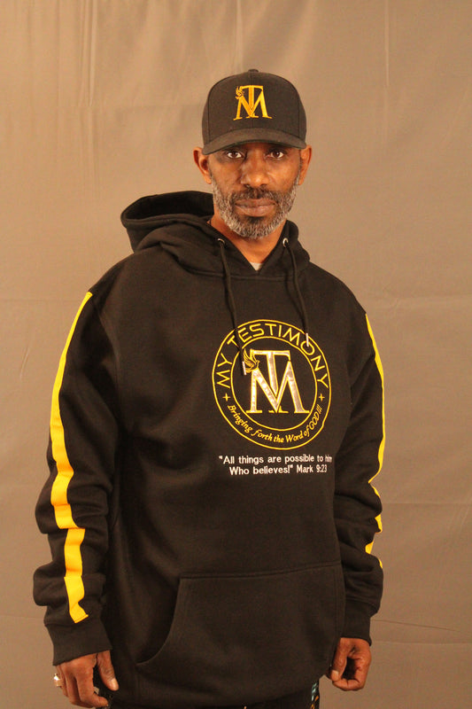 My Testimony Hoodie -- Black/Gold