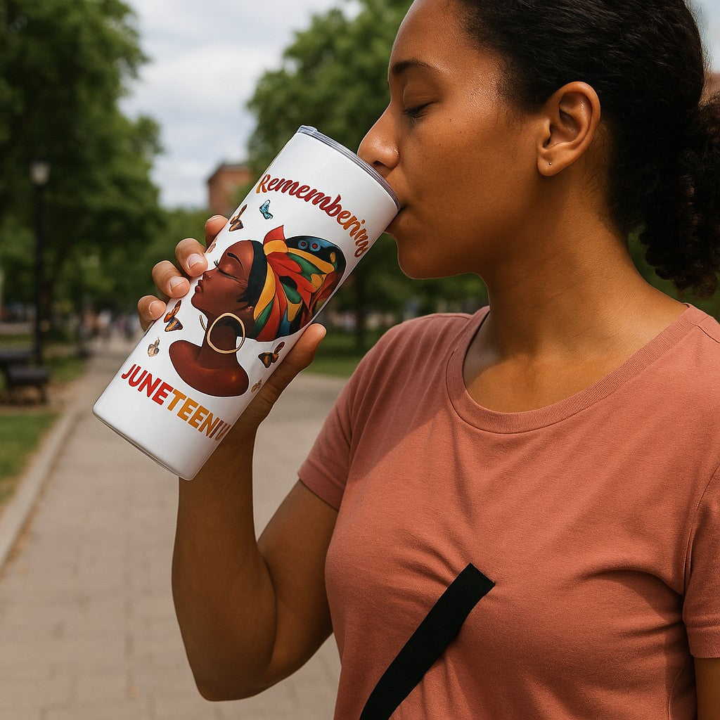 20oz Skinny Tumbler -- Remembering Juneteenth